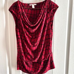 Kenneth Cole Red and Black Geometric Blouse
